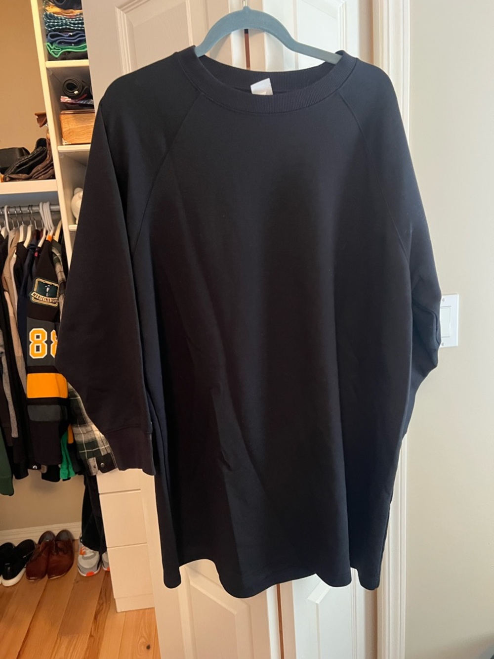 Plain Black Crewneck Sweatshirt Dress